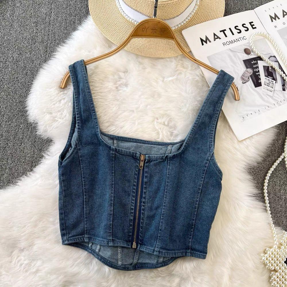 Lyubov Denim Crop Tops - Image 2