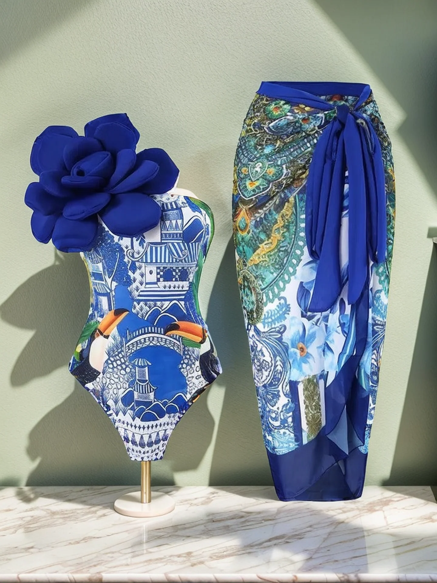Madonna swimsuit with Sarong Skirt - Image 4