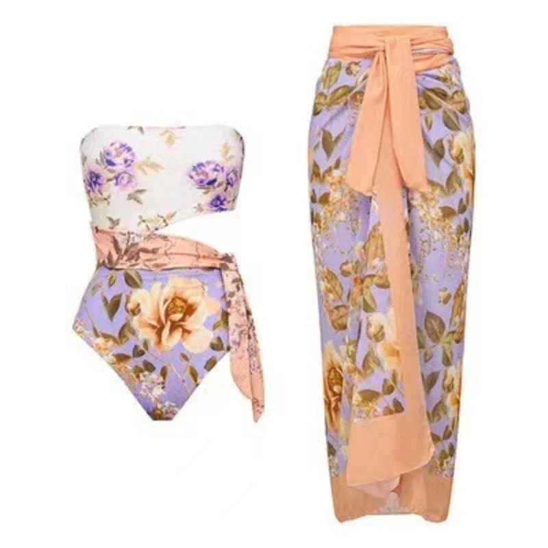 Maillot Swimsuit With Sarong In Multicolor - Image 2