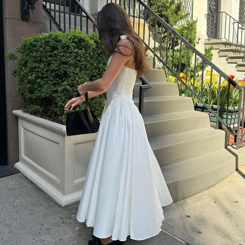 Maira Drop Waist Midi Dress in White - Image 6