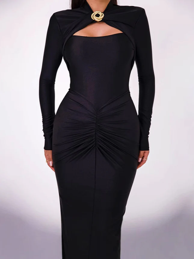 Malina Bodycon Midi Dress In Black - Image 6