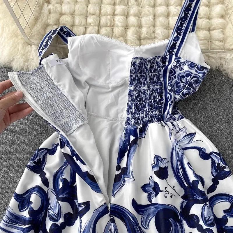Manchester Porcelain Print Maxi Dress In Blue - Image 4
