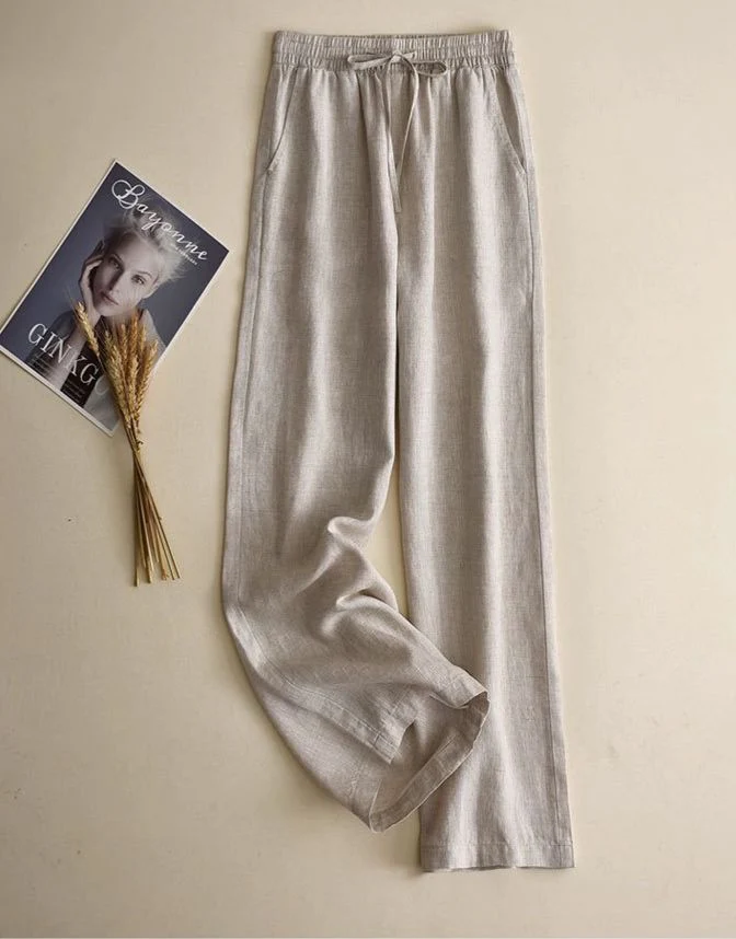 Manon Statement Linen Pants In Beige - Image 2