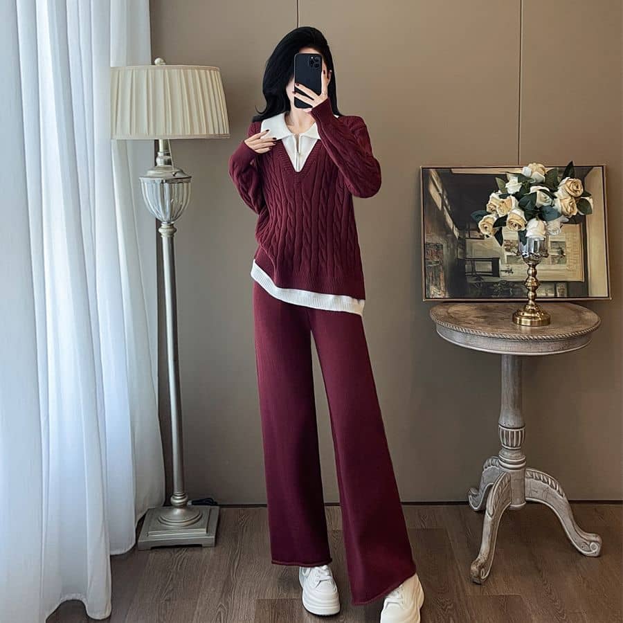 Maria Premium Woolen Coord Set - Tracksuit - Image 2