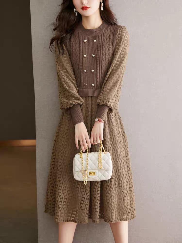 Mariana Vintage Hollow out Midi Dress - Image 2