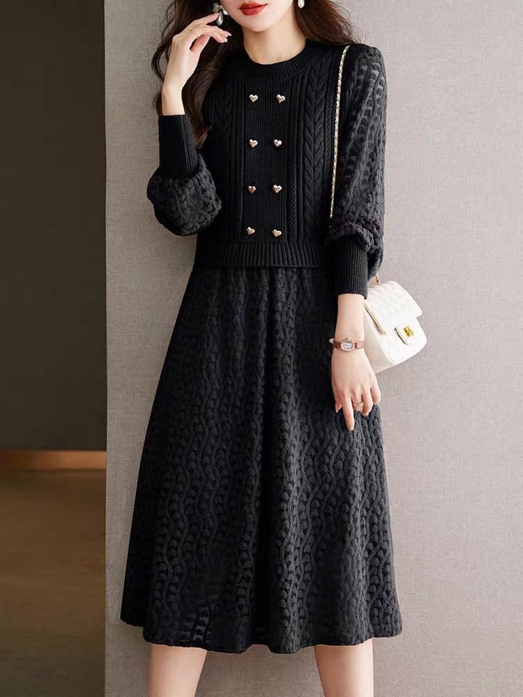 Mariana Vintage Hollow out Midi Dress - Image 3