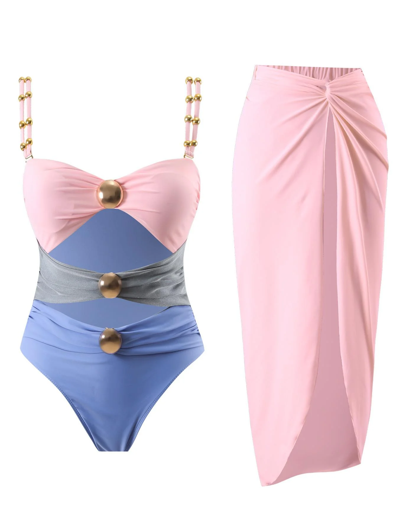 Marie Luxe Swimsuit With Skirt In Pink - Image 8