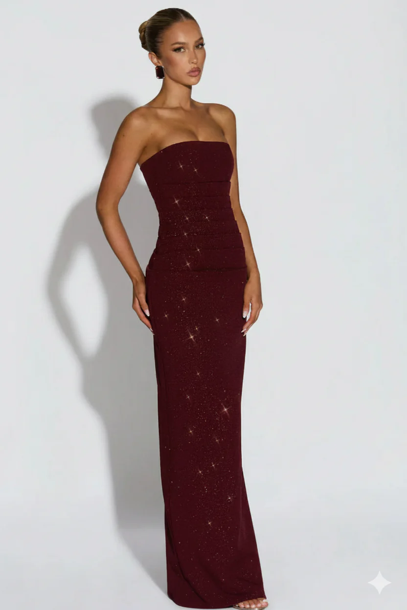 Marisa Shimmer Maxi Dress With Scarf - Image 5