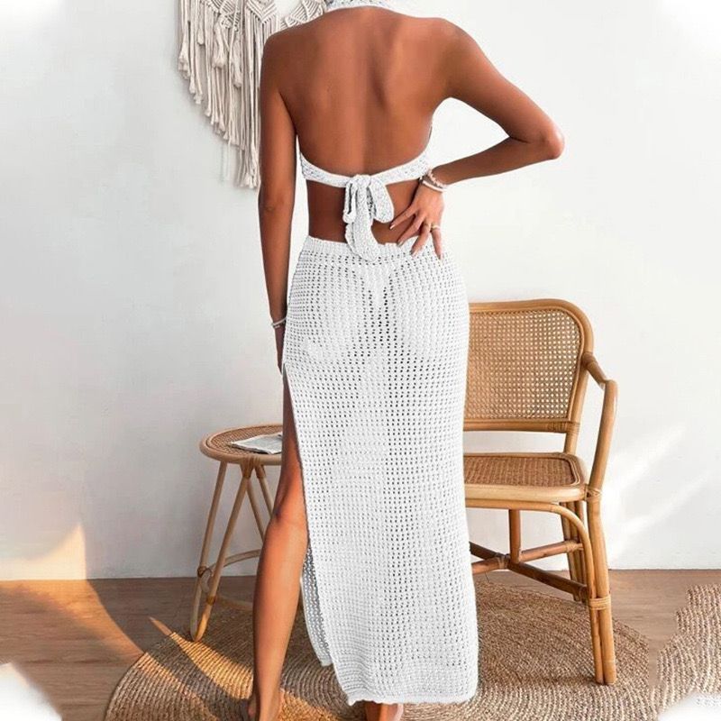 Marthey Soft Knit Dress- Resortwear In White - Image 3