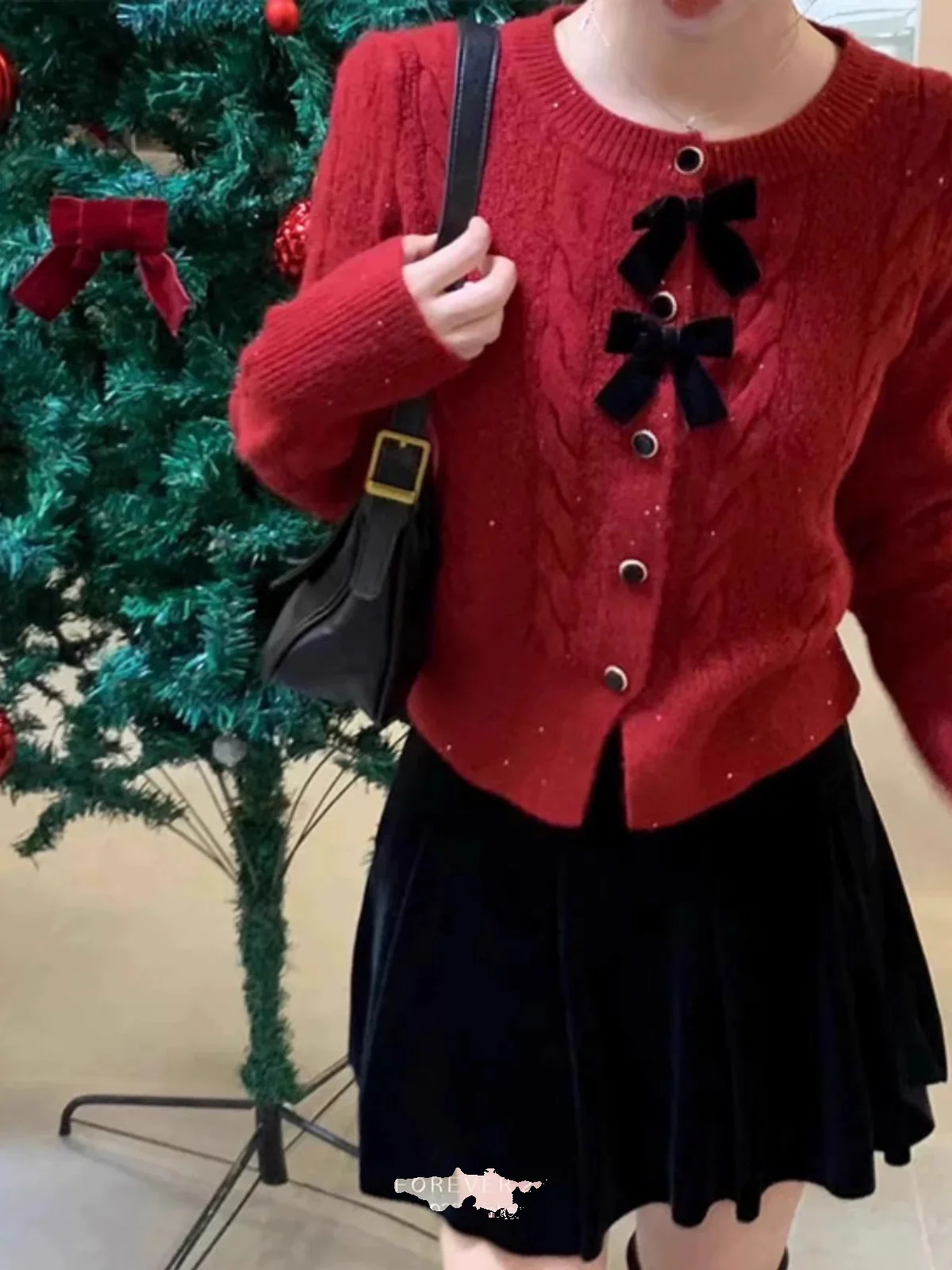 Maya Cute Woolen Sweater with Bow Detail - Image 2