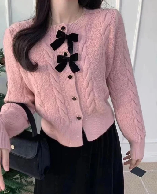 Maya Cute Woolen Sweater with Bow Detail - Image 6