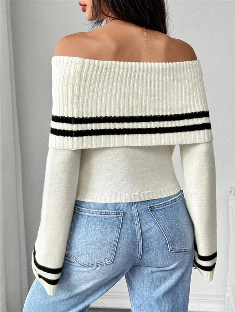 Mayfair Woolen Sweater with Offshoulder Detail - Image 4