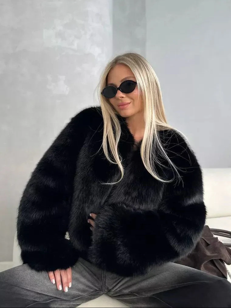 Melina Crop Winter Fur Cape - Image 3