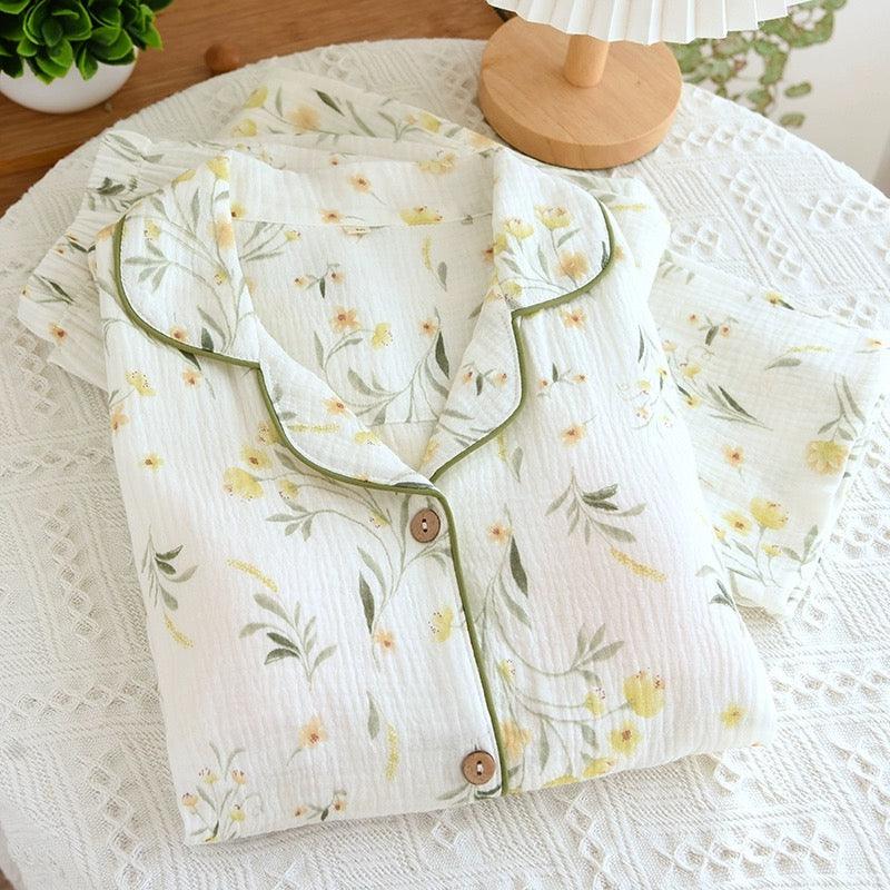 Melly Floral Cotton Nightsuits In Off-White - Image 2