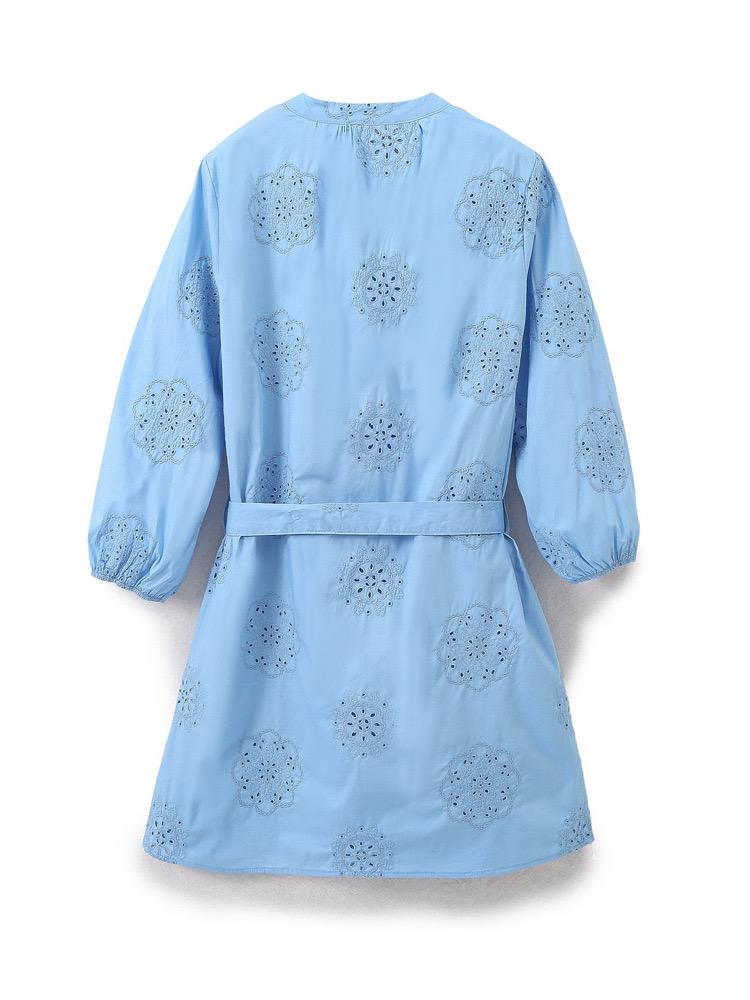 Melon Summer Eyelet Cotton Dress In Blue - Image 3