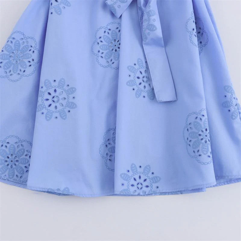 Melon Summer Eyelet Cotton Dress In Blue - Image 6