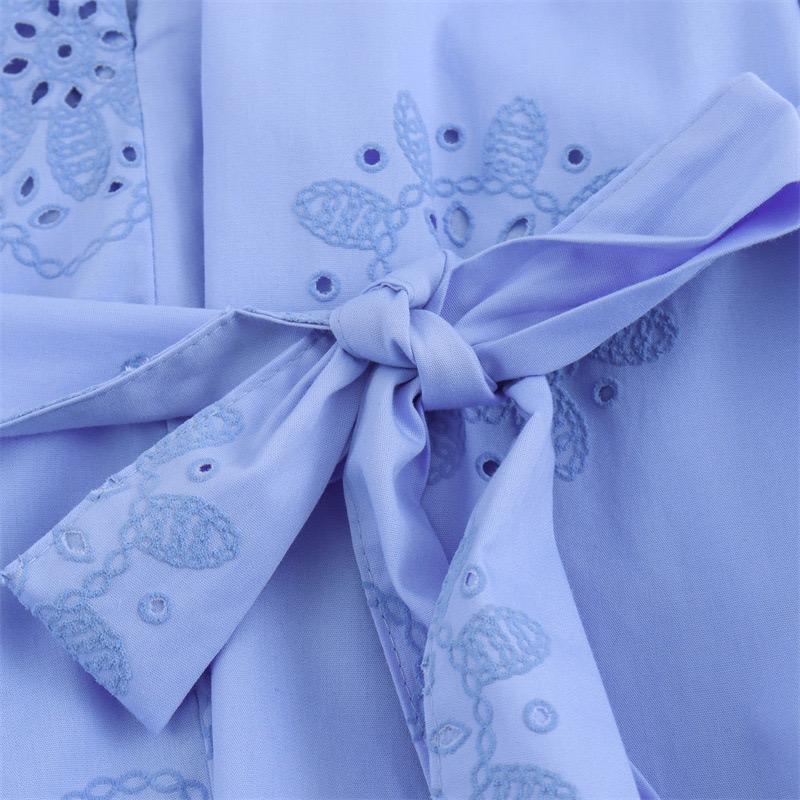 Melon Summer Eyelet Cotton Dress In Blue - Image 8