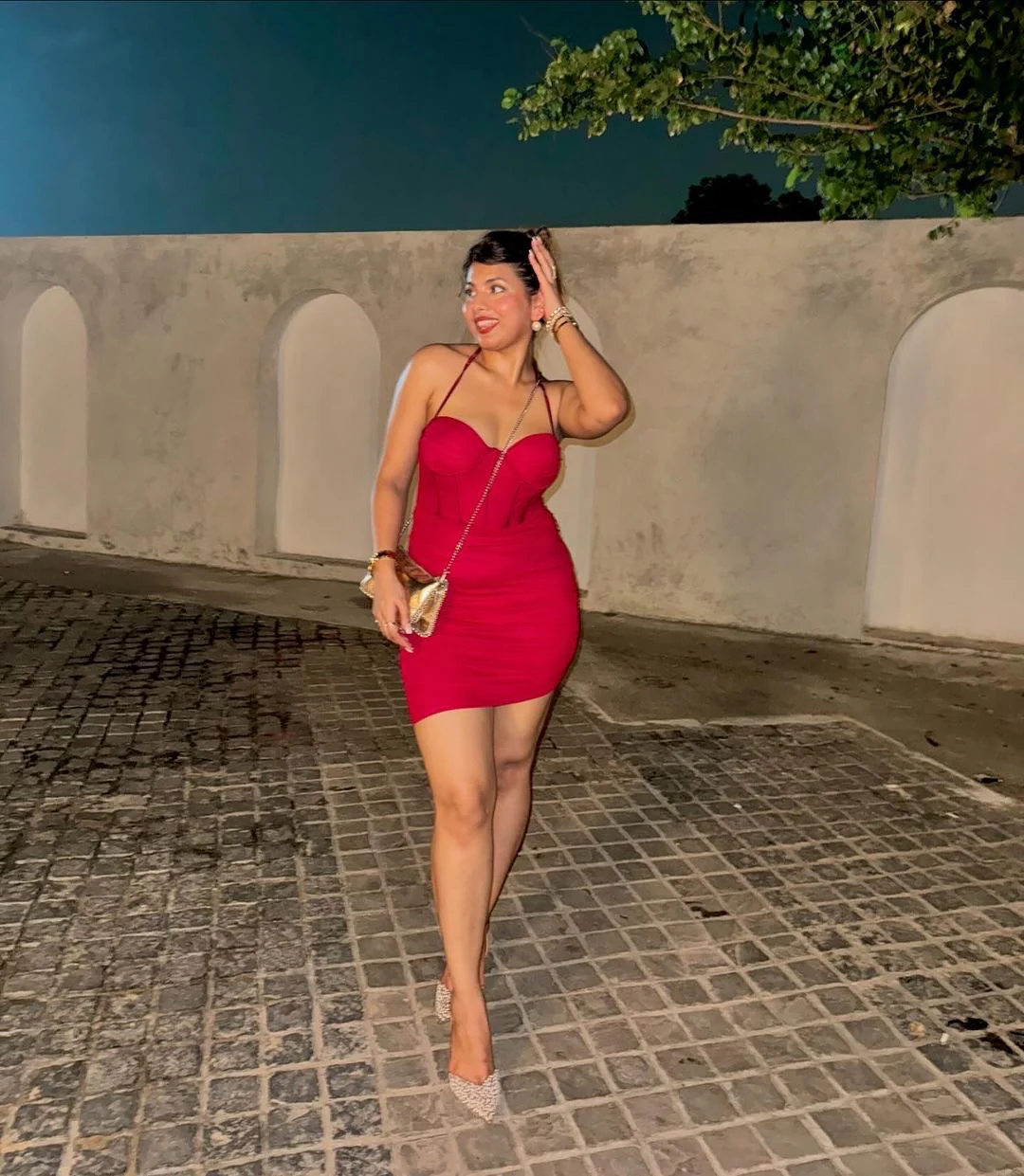 Merwin Corset Bodycon Dress in Maroon - Image 3