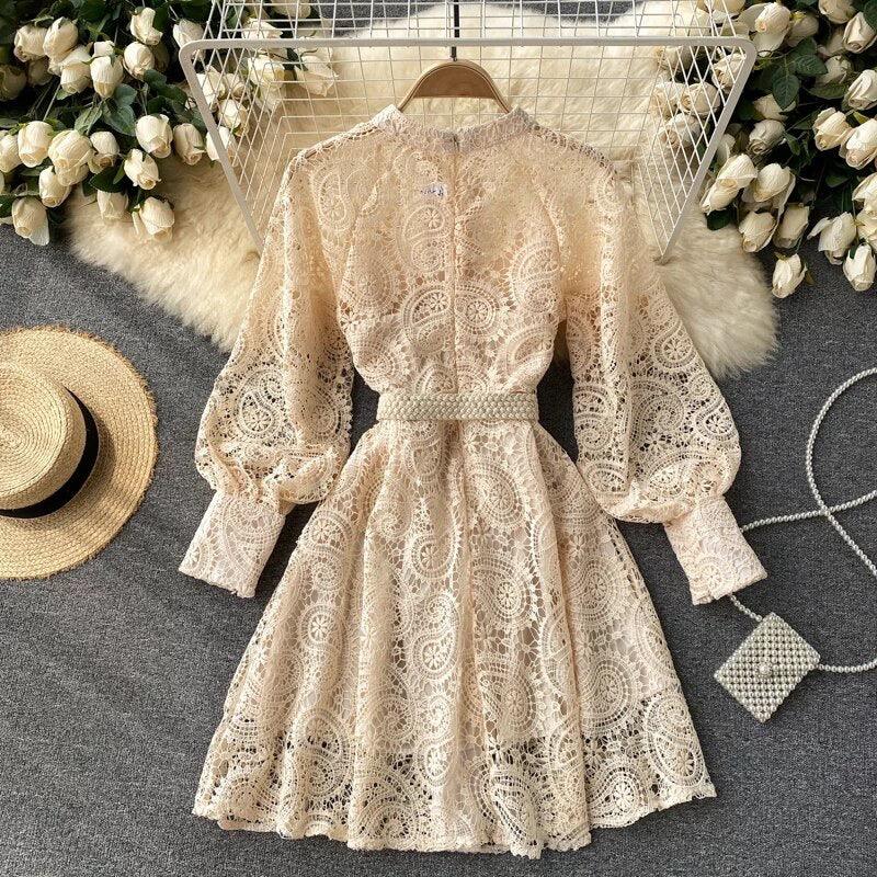 Mexicano Luxury Lace Dress In Beige - Image 5