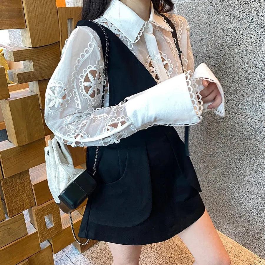 Milan Eyelet Blouse In White - Image 11