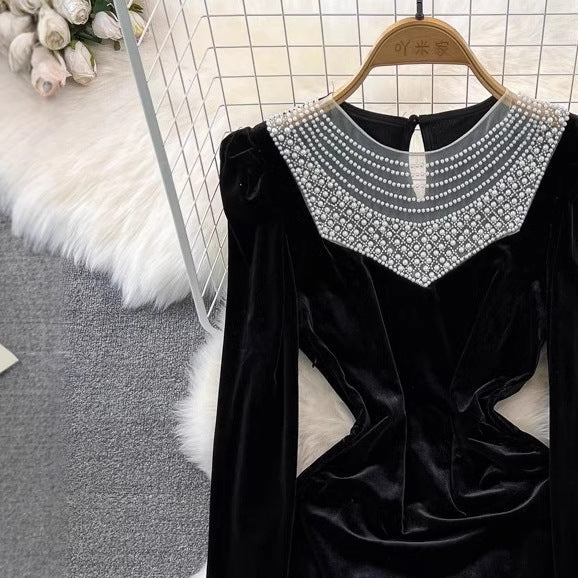 Milena Pearl Velvet Mini Dress - Image 2