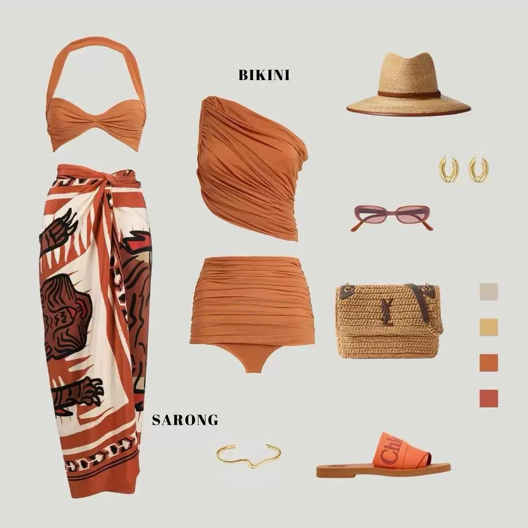 Milo Swimsuit With SarongĀ Skirt In Brown - Image 3