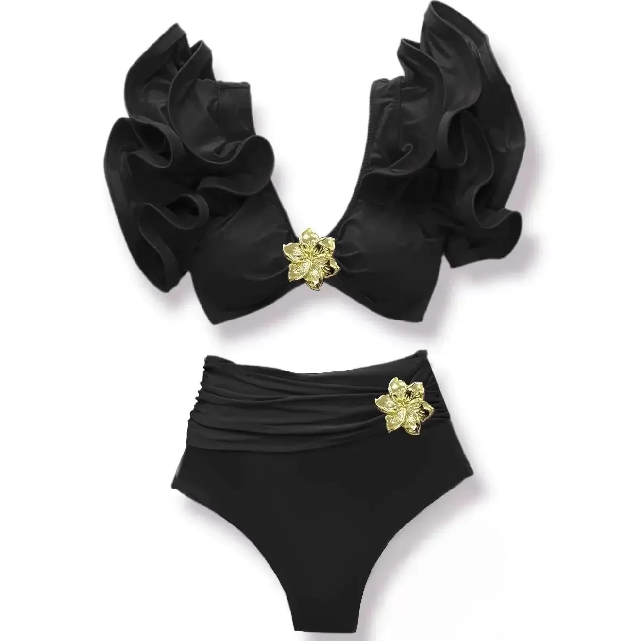 Mira Statement Summer Bikini In Black - Image 2
