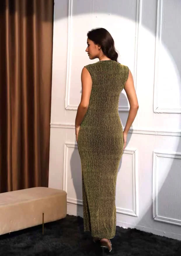 Miro Sequined Party Maxi Dress in Gold - Image 5