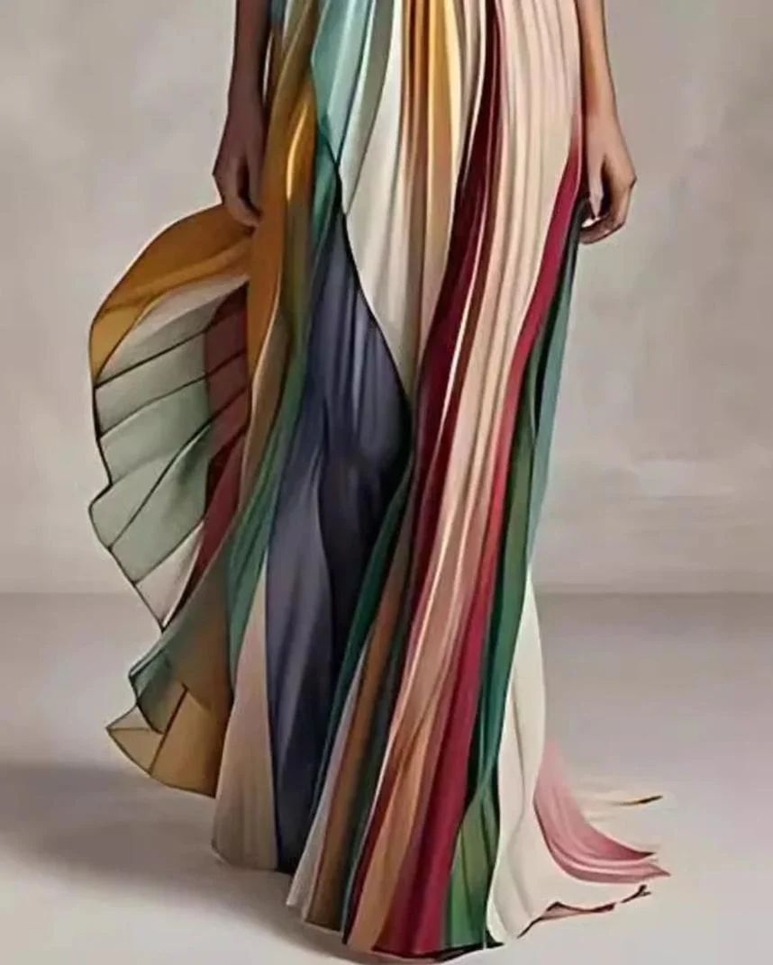 Mulberry Offshoulder Pleated Maxi Dress In Multicolor - Image 13