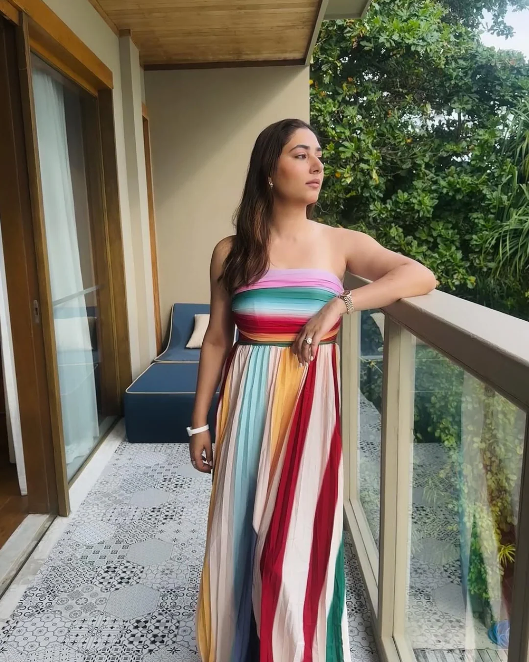 Mulberry Offshoulder Pleated Maxi Dress In Multicolor - Image 9
