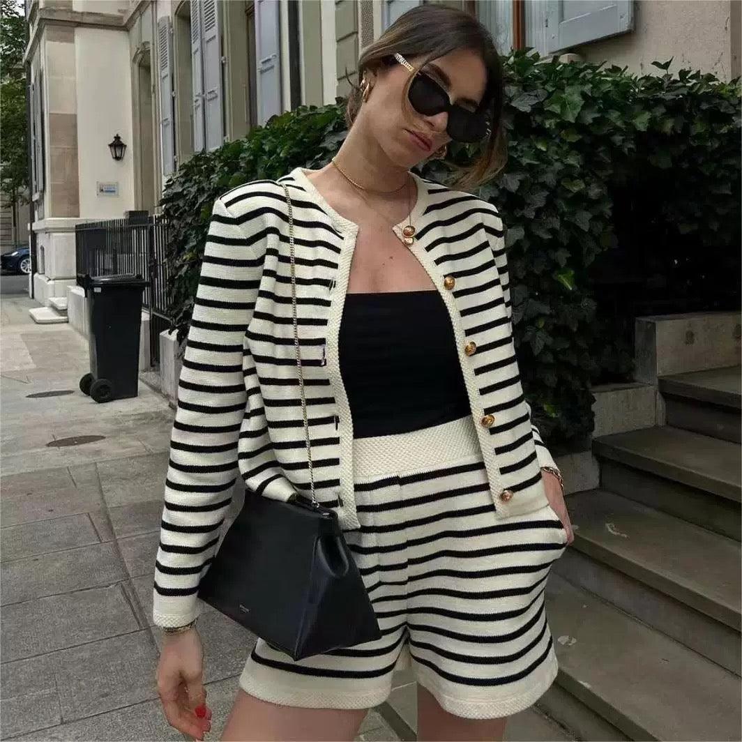 Narnia Striped Fall Co-ord Set In White - Image 4