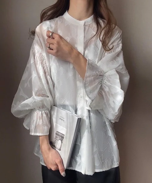 Natala Puffed Sleeve Formal Shirt In White - Image 2