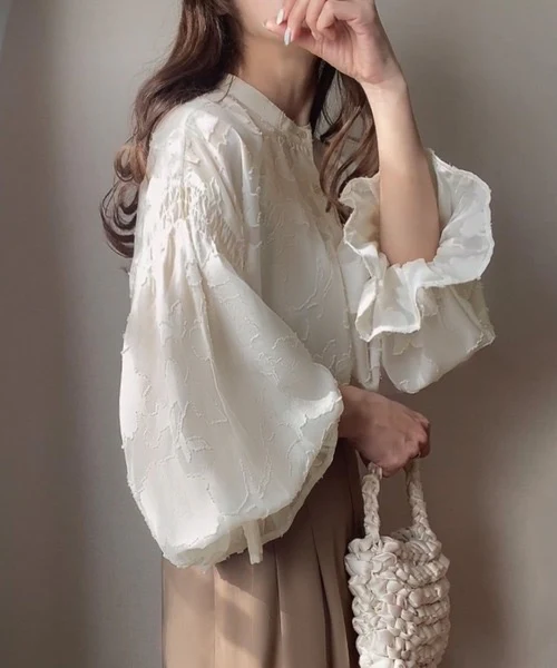 Natala Puffed Sleeve Formal Shirt In White - Image 6