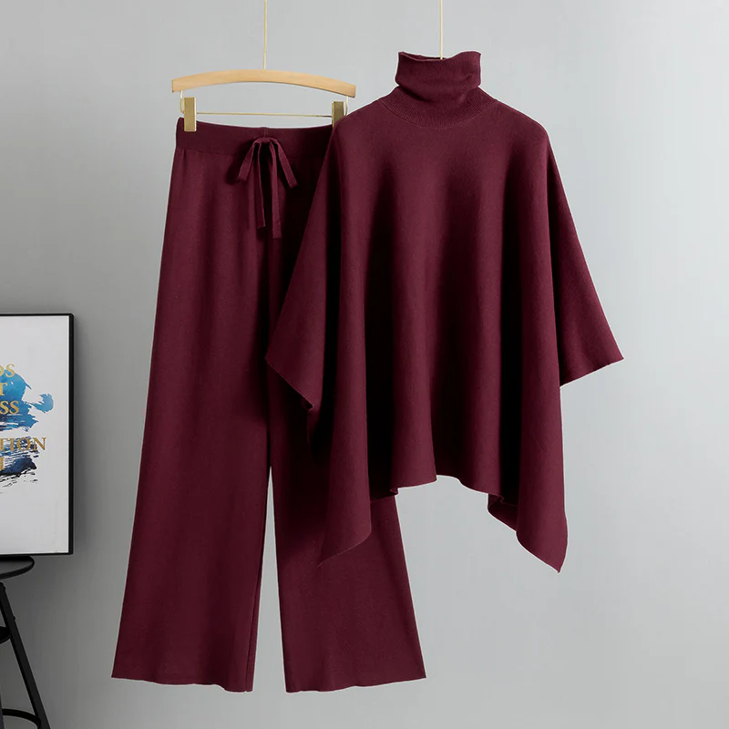 Natalia Luxe Winter Coord Set In Maroon - Image 2