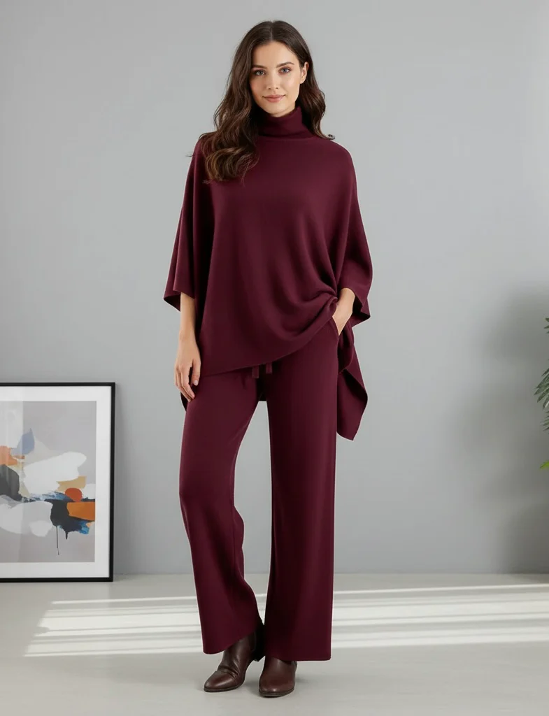 Natalia Luxe Winter Coord Set In Maroon - Image 5