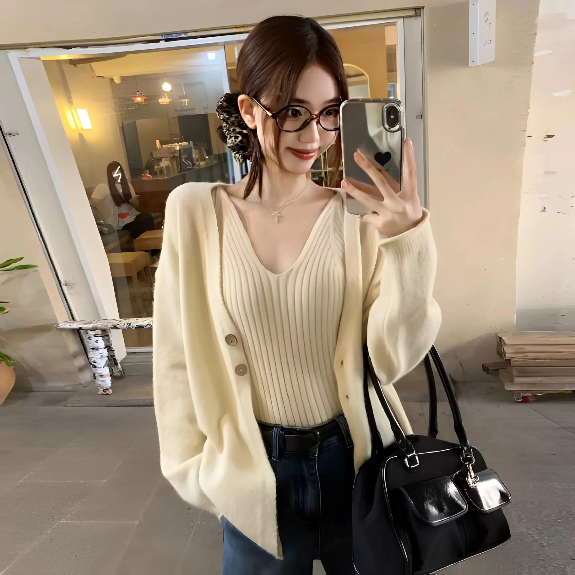 Nixie Statement Woolen Tops with Cape Style Sweater - Image 6