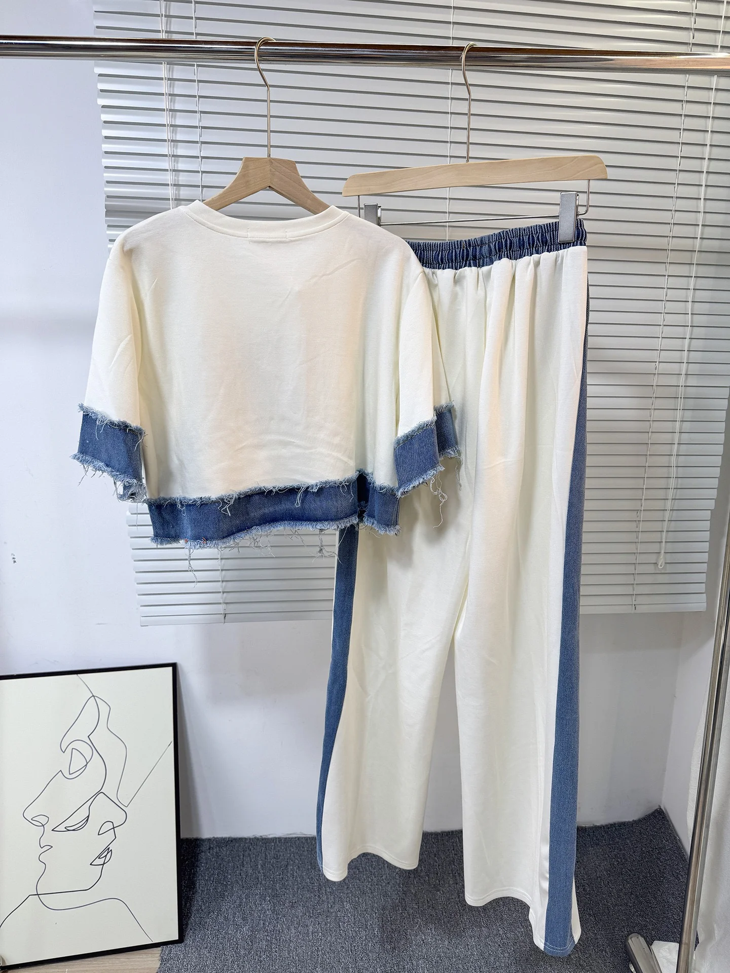 Noemi Knitted Soft Denim Co-ord Set In White - Image 3