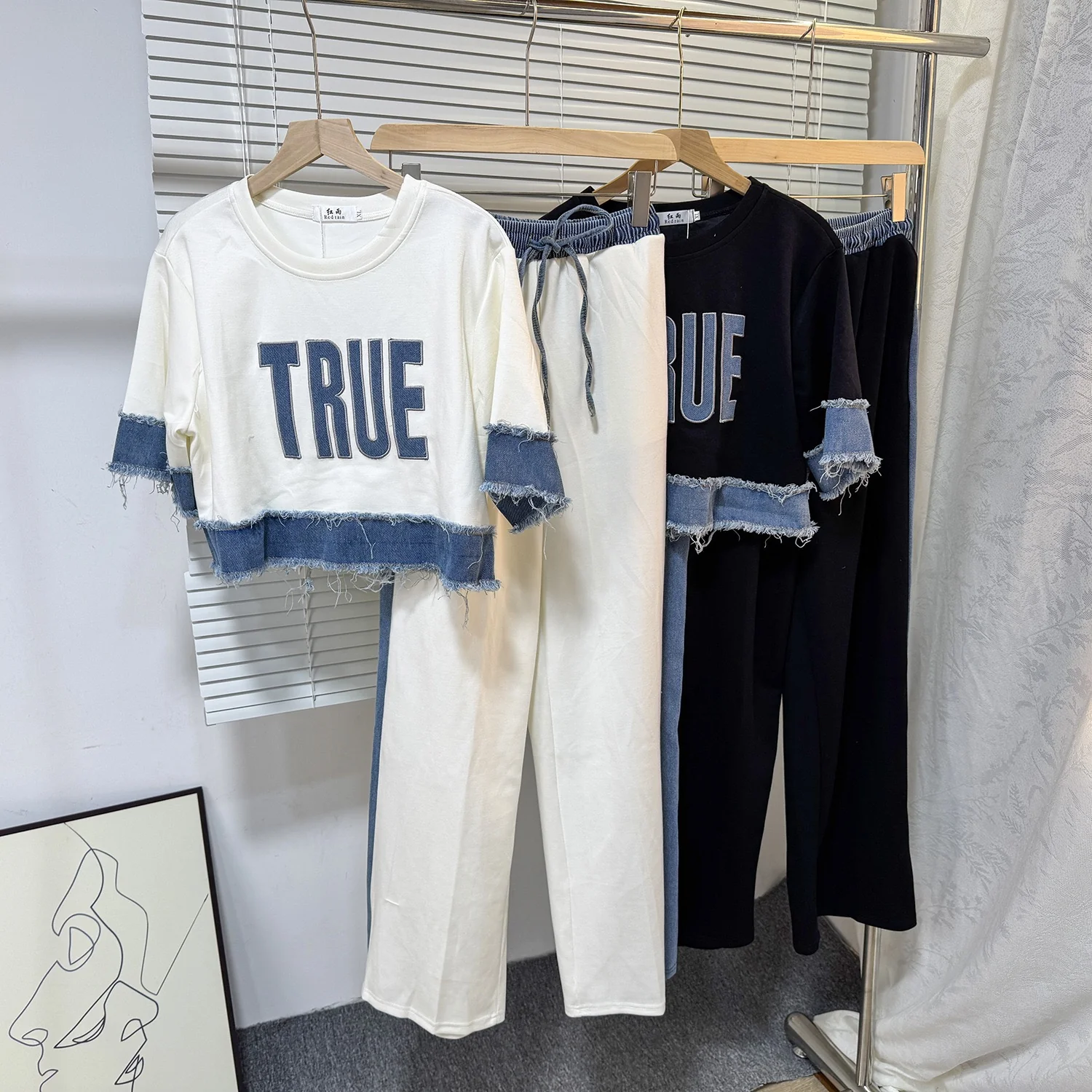 Noemi Knitted Soft Denim Co-ord Set In White - Image 4