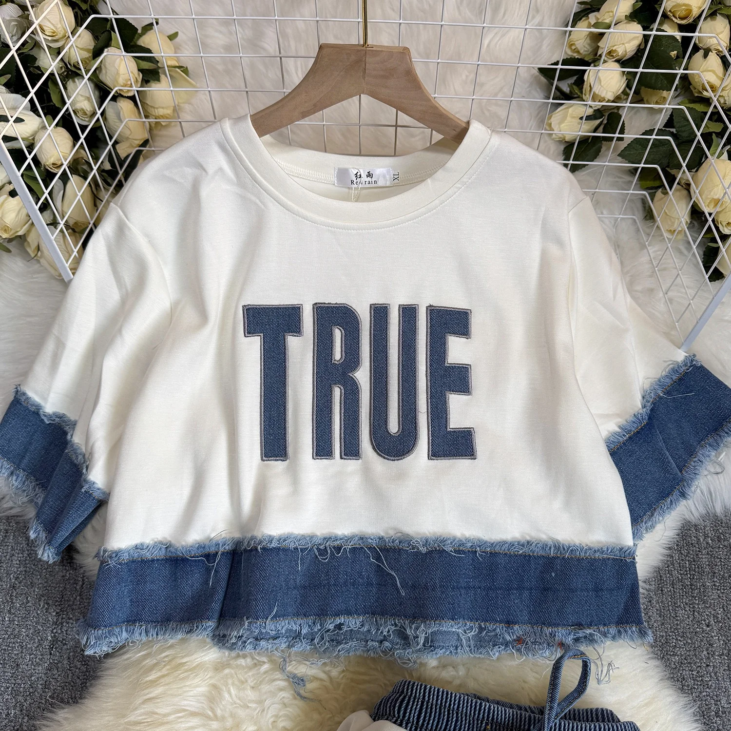 Noemi Knitted Soft Denim Co-ord Set In White - Image 5