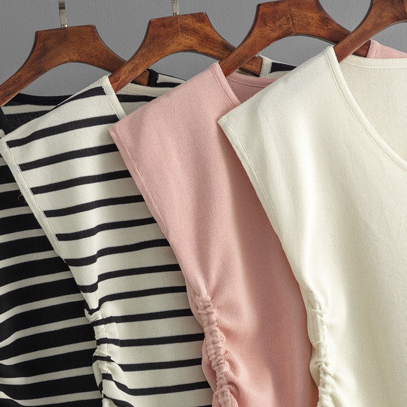 Norie Striped Knit Summer Top In Black - Image 3