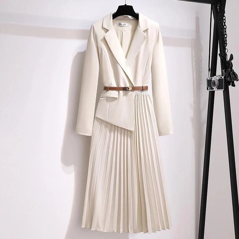 Nova Elegant Pleated Blazer Dress - Image 2