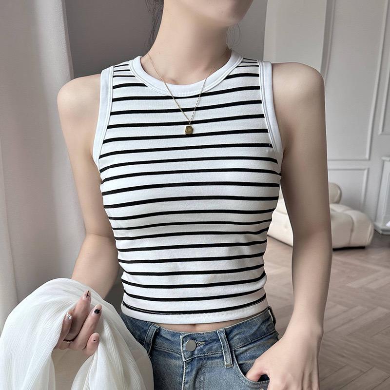 Ocean Striped Knit Summer Top In White - Image 2
