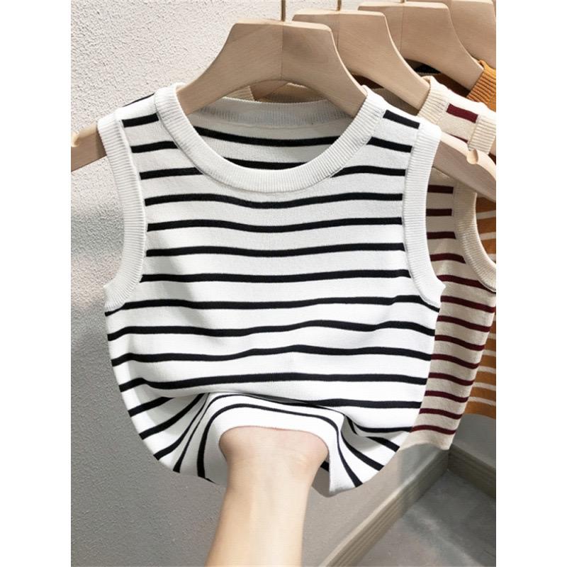 Ocean Striped Knit Summer Top In White - Image 3