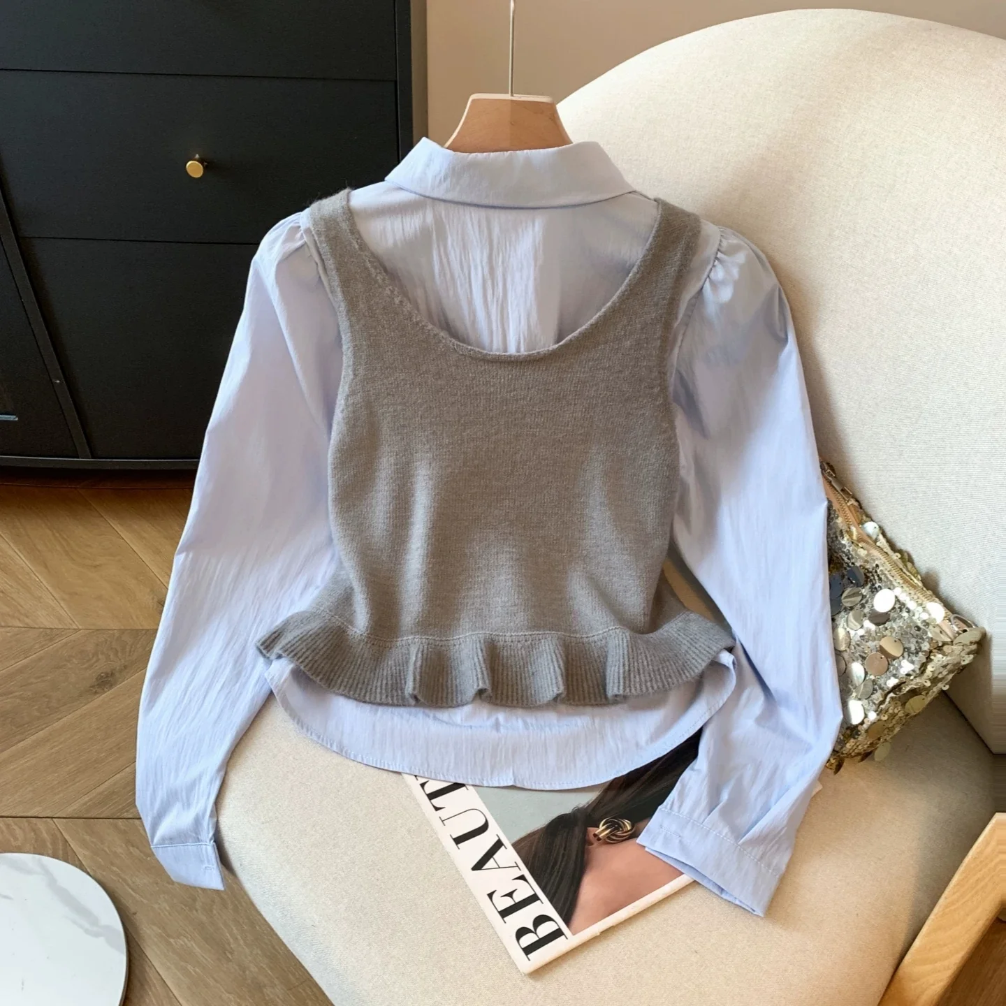 Orlane Two Piece Shirt & Knit Vest Set - Image 7