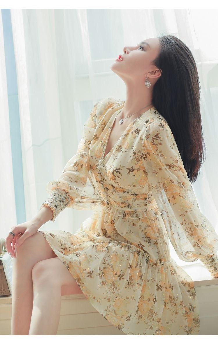 Paisley V-Neck Floral Mini Dress - Image 2