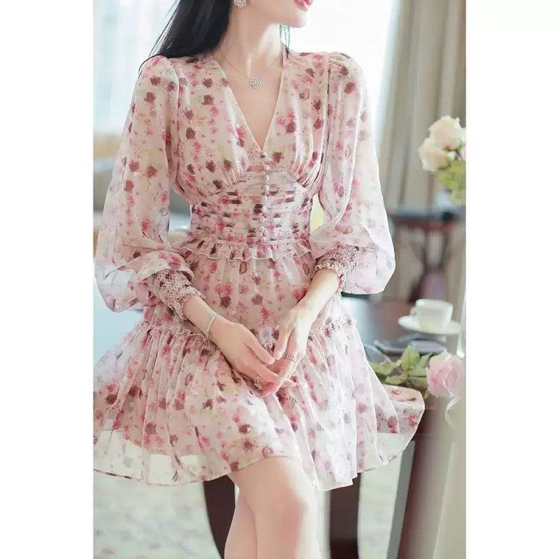 Paisley V-Neck Floral Mini Dress - Image 5