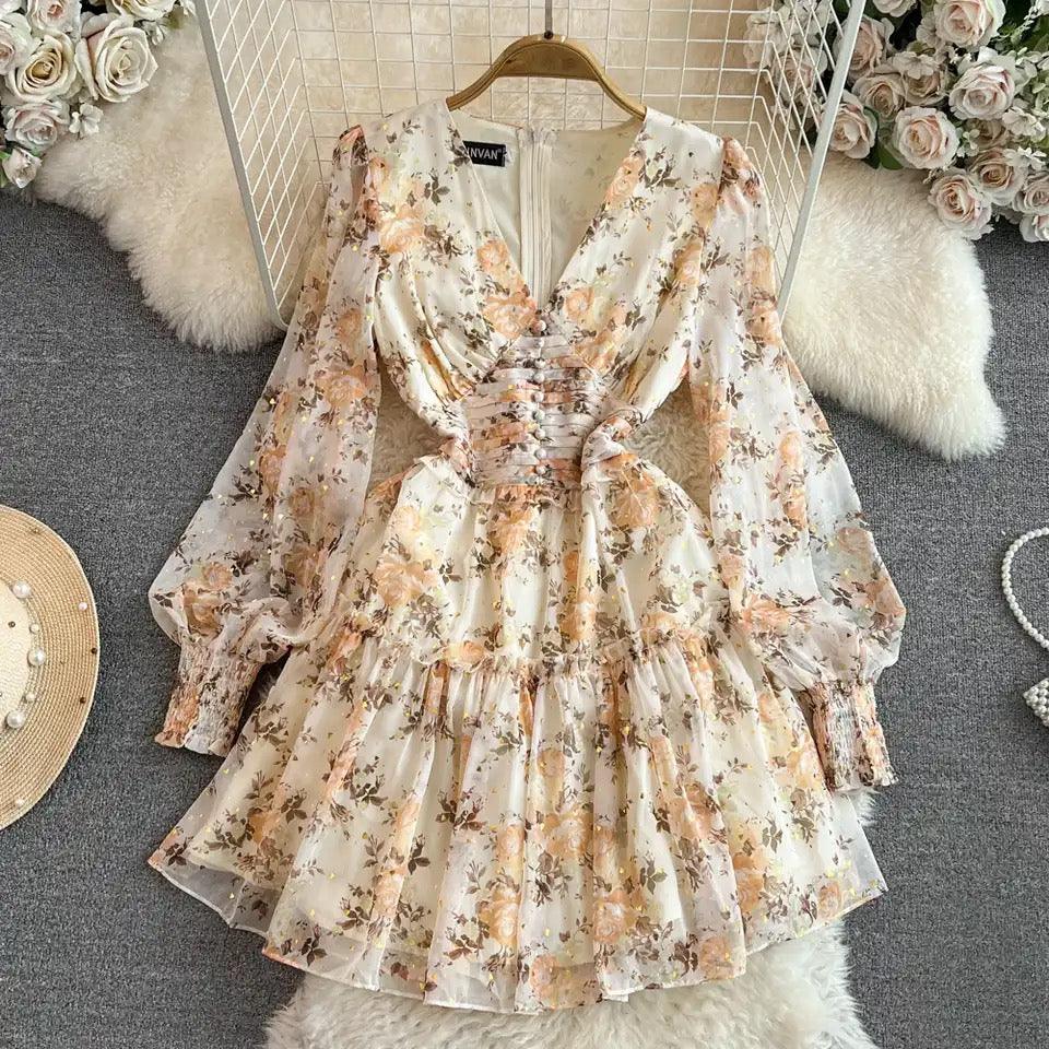 Paisley V-Neck Floral Mini Dress - Image 6