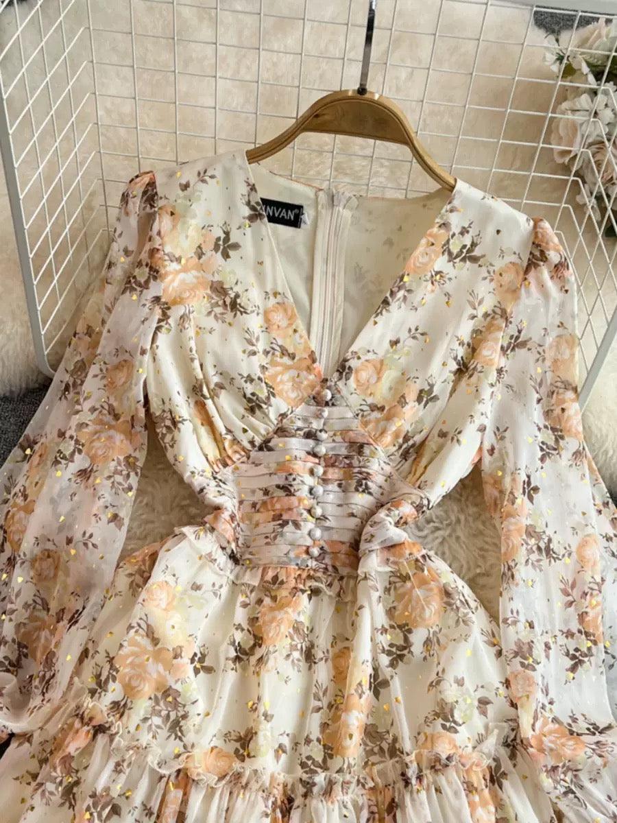 Paisley V-Neck Floral Mini Dress - Image 7