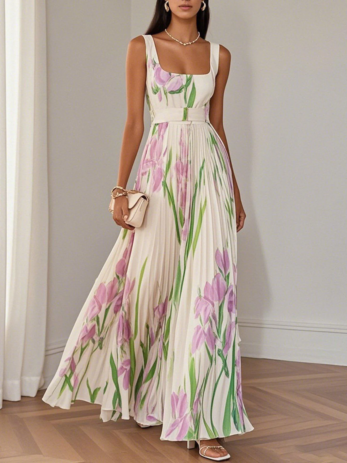Pansy Floral Statement Maxi Dress In Yellow - Image 2