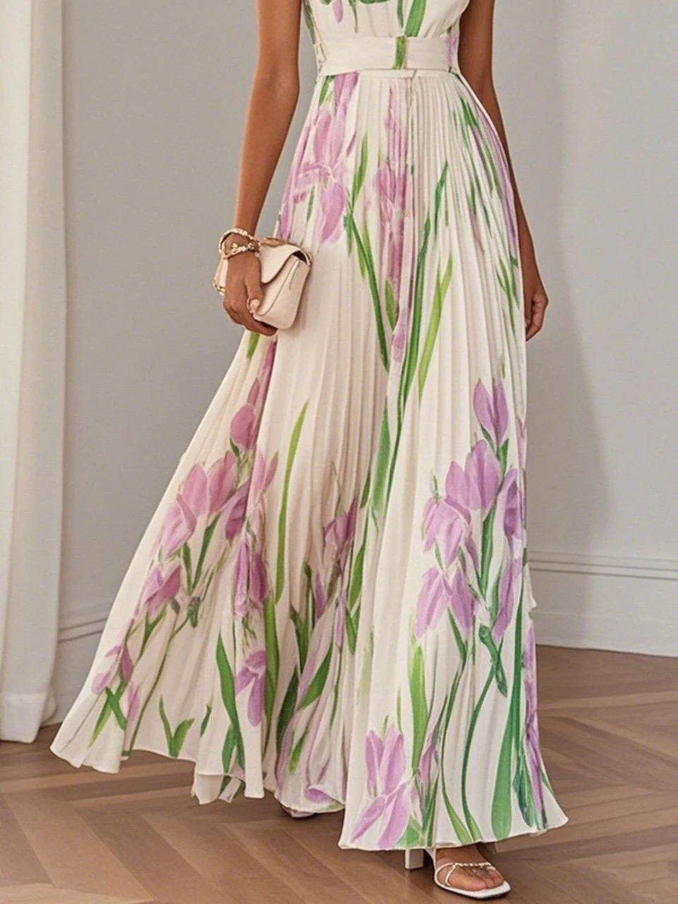 Pansy Floral Statement Maxi Dress In Yellow - Image 4